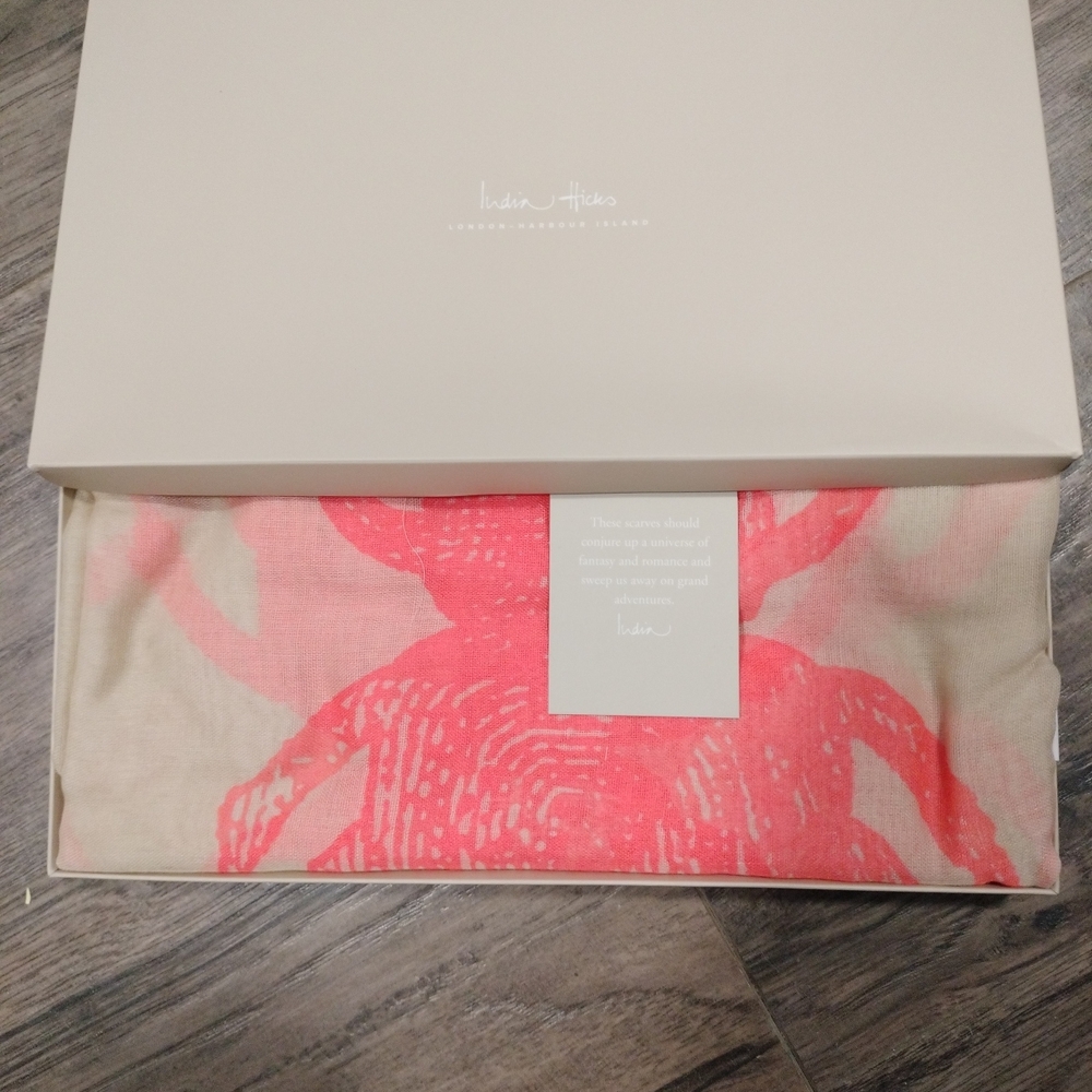 Coral and Cream Scarf